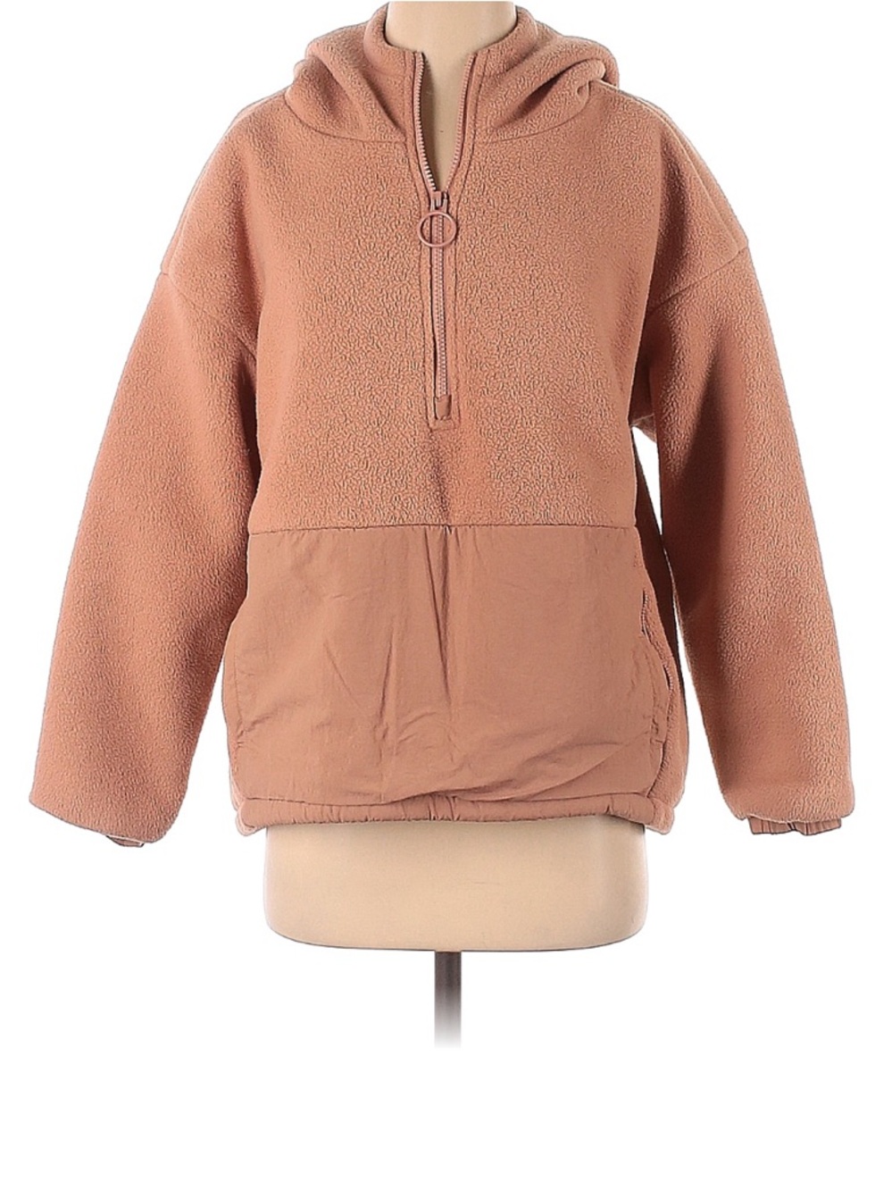 Fabletics Women's V-Neck Sherpa Hoodie - Dusty Rose brown